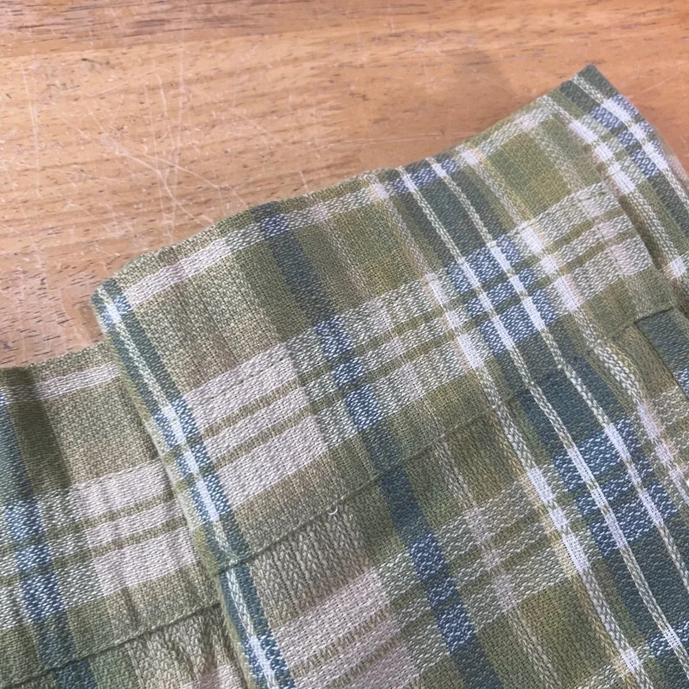 Vtg Park Designs Green Plaid Woven Window Valance 68x14 Farmhouse Country